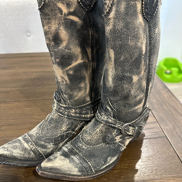 Distressed Black OLD GRINGO  Star Women's Western Boots Size 8.5 B - Picture 2 of 7